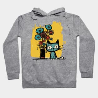 Graffiti Cat and Flowers Hoodie